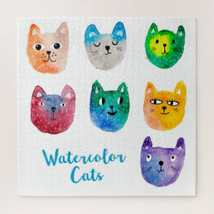 Watercolor cats and friends jigsaw puzzle