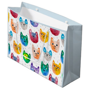 Watercolor cats and friends large gift bag