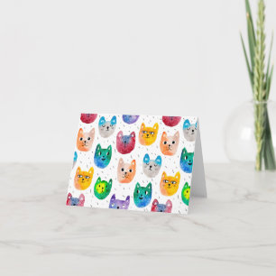 Watercolor cats and friends note card