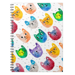 Watercolor cats and friends notebook