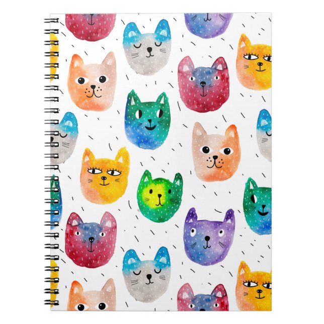 Watercolor cats and friends notebook (Front)
