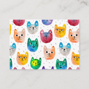 Watercolor cats and friends place card
