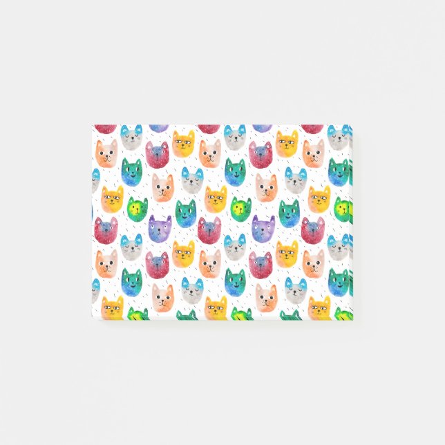 Watercolor cats and friends post-it notes (Front)