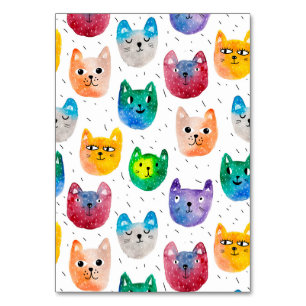 Watercolor cats and friends table number