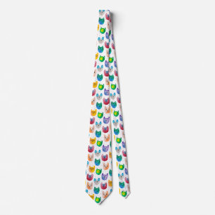 Watercolor cats and friends tie