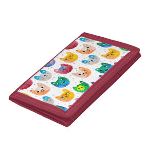 Watercolor cats and friends trifold wallet