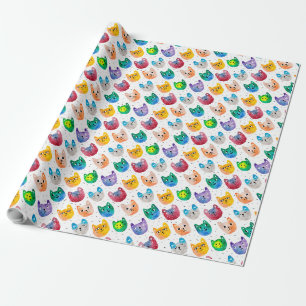 Watercolor cats and friends wrapping paper
