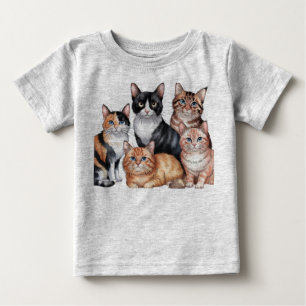‏Watercolor Cats Collection Baby T-Shirt