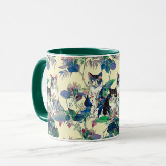 Watercolor Cats in a Garden Mug
