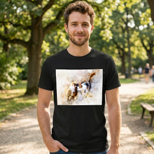 Watercolor Cats Nuzzling in Soft Abstract Art T-Shirt