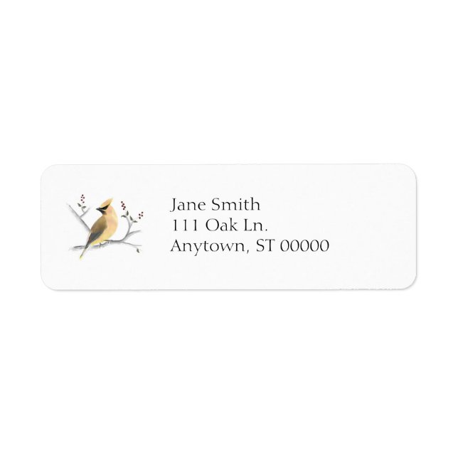 Watercolor Cedar Waxwing Address Labels (Front)