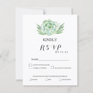 watercolor celadon succulent wedding rsvp card