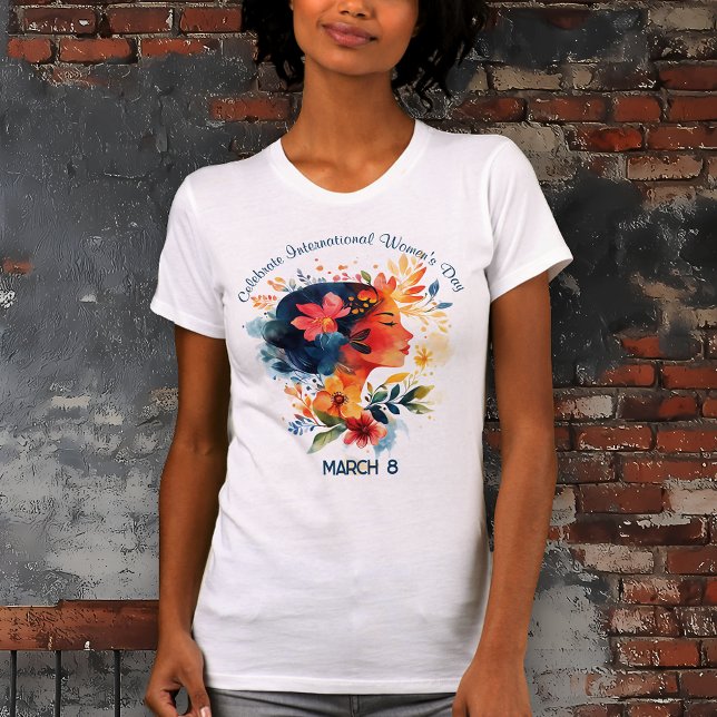 Watercolor Celebrate International Women's Day T-Shirt (Celebrate International Women's Day t-shirt)