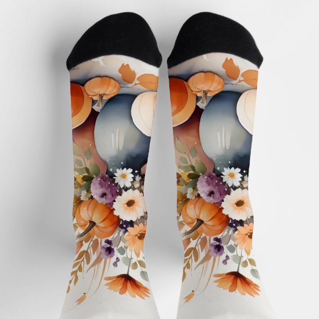Watercolor celebrating fall socks (Top)
