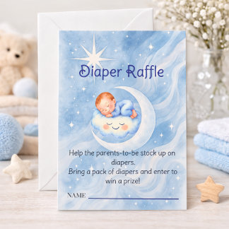 Watercolor Celestial Baby Shower Diaper Raffle Card