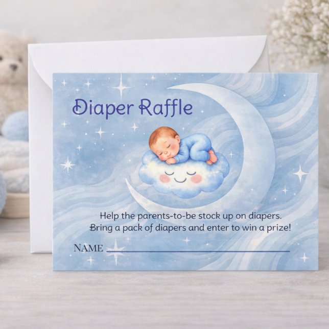 Watercolor Celestial Baby Shower Diaper Raffle Card (Creator Uploaded)