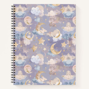 Watercolor Celestial Journal   Pastel Moons, Stars