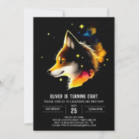 Watercolor Celestial Wolf Cub Howl Birthday