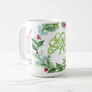 Watercolor Celtic Christmas Wreath Coffee Mug