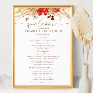 Watercolor Ceremony Program Sign Boho Floral
