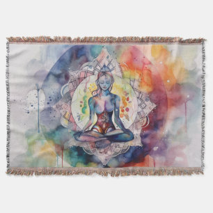 Watercolor Chakra Throw Blanket