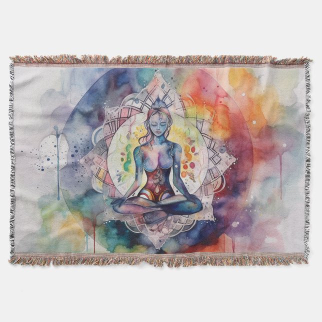 Watercolor Chakra Throw Blanket (Front)