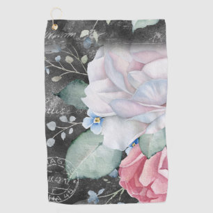 Watercolor Chalkboard Roses  Golf Towel