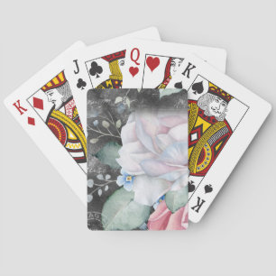 Watercolor Chalkboard Roses Playing Cards