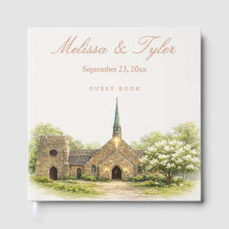 Watercolor Chapel Foil Wedding Guest Book