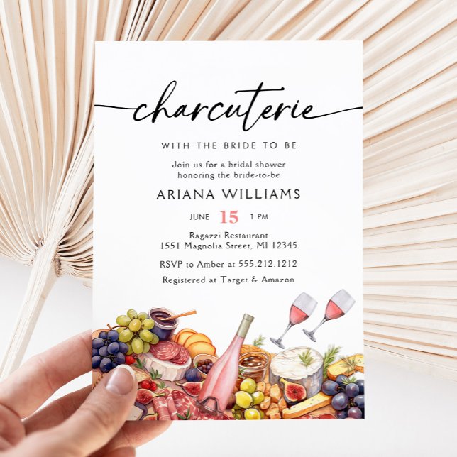 Watercolor Charcuterie Cheese Board Bridal Shower  Invitation (Creator Uploaded)