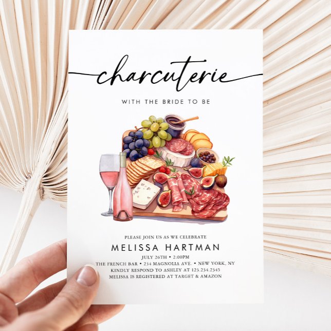 Watercolor Charcuterie Cheese Board Bridal Shower Invitation (Creator Uploaded)