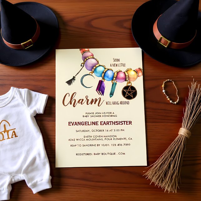 Watercolor Charm Bracelet Pagan Babyshower Invitation (Creator Uploaded)