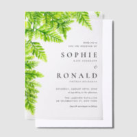 Watercolor Chartreuse Green Fern Leaves Wedding