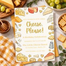 Watercolor Cheese Birthday Party Gouda Cheddar 