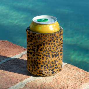 Watercolor Cheetah Print Can Cooler