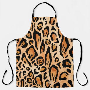 Watercolor cheetah print pattern apron