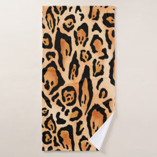 Watercolor cheetah print pattern bath towel