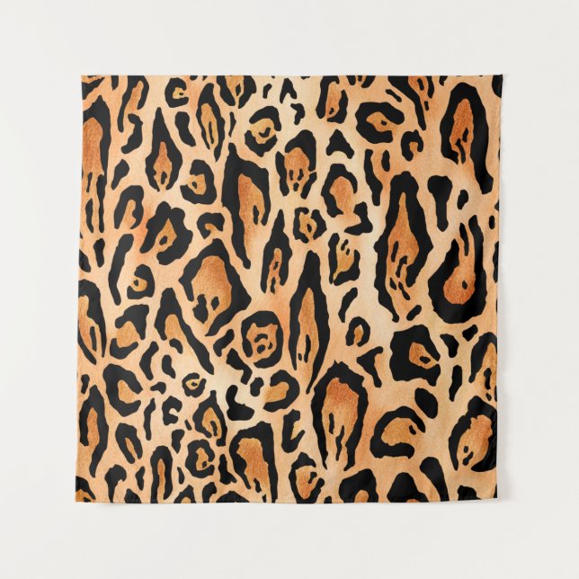 Watercolor cheetah print pattern tapestry (Front)