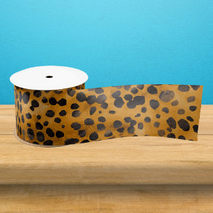 Watercolor Cheetah Print Satin Ribbon