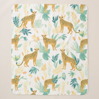 Watercolor Cheetah Sherpa Blanket