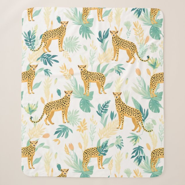 Watercolor Cheetah  Sherpa Blanket (Front)