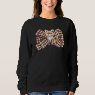 Watercolor chequered bow with a cute fox sweatshirt