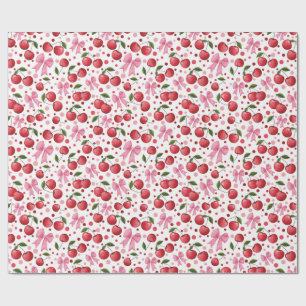 Watercolor Cherries and Bows Wrapping Paper