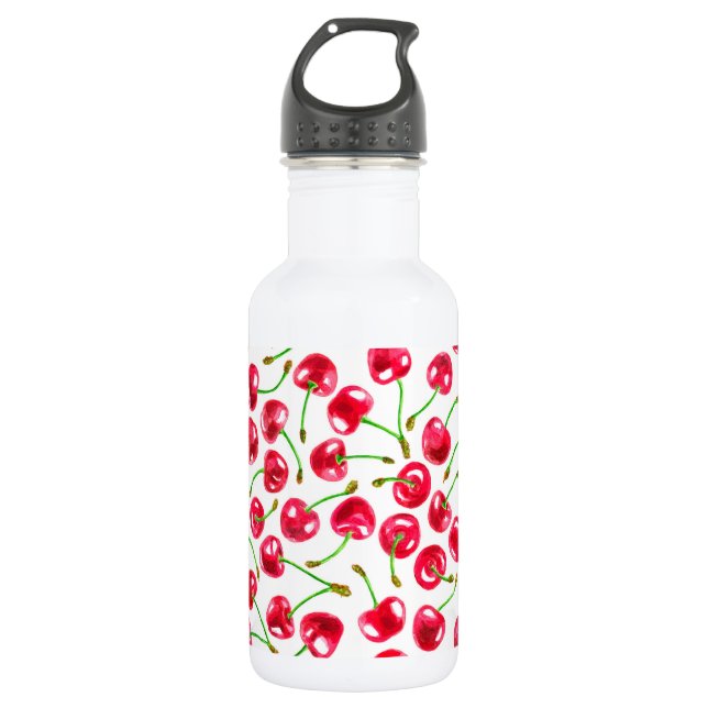 Watercolor cherries pattern 532 ml water bottle (Front)