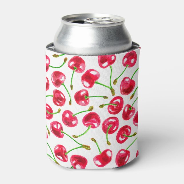 Watercolor cherries pattern can cooler (Can Front)