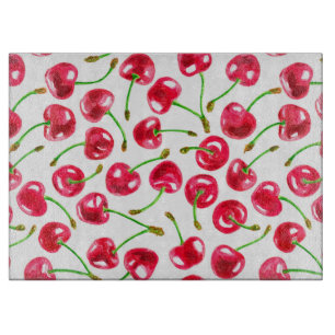 Watercolor cherries pattern cutting board
