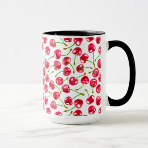 Watercolor cherries pattern mug