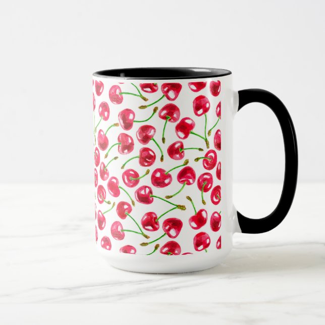 Watercolor cherries pattern mug (Right)