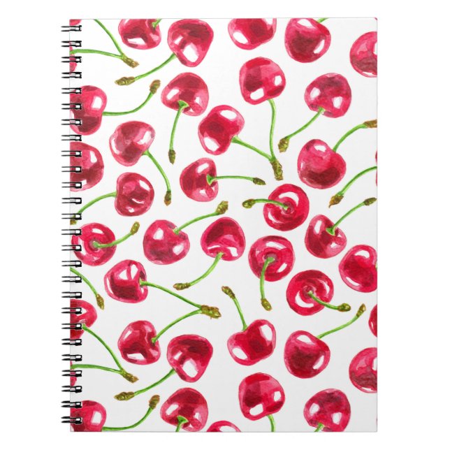 Watercolor cherries pattern notebook (Front)