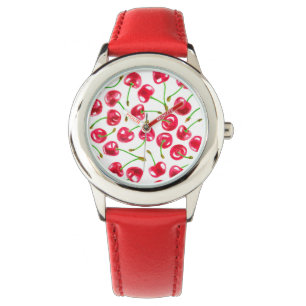 Watercolor cherries pattern watch